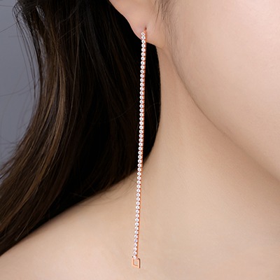 14K 비쥬팝 샤인 테니스 귀걸이 16463L,14K,18K,jewelry